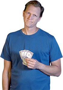 Rob holding four dollars